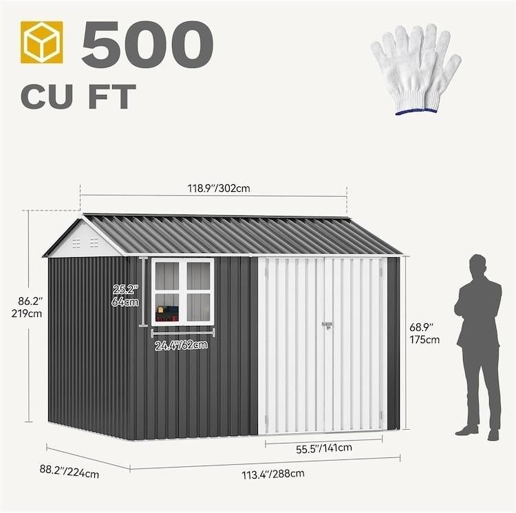 Photo 1 of Partial Set Box 1- Frame and Wall Paneling -YitaHome 8 x 10 ft Metal Garage Shed with Sloped Roof & Window FTPLSS-4126