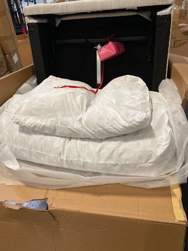Photo 1 of Partial Set Box 3 - Back Cushion, Arm Pillow, Left Seat Base, & Power Cord-CHITA Living Sophia Power Modular Sofa with Electric Footrests