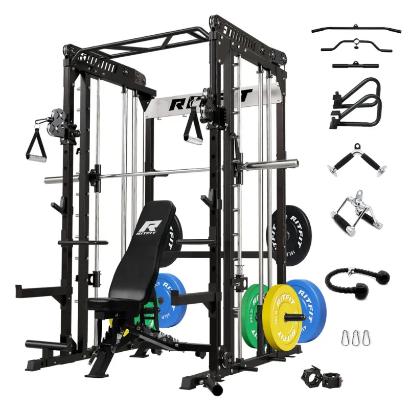 Photo 1 of Partial Set- Box 2/B of 9 - Hardware, Bar Attatchments and Partial Frame -RitFit M1 PRO Smith Machine Home Gym Package Comprehensive All-In-One Workout System