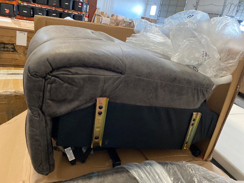 Photo 1 of Partial Set, Box 1 of 2 - Bottom of Recliner- CDCASA Oversized Power Lift Recliner Chair with Massage and Heat for Elderly, Overstuffed Wide Recliners, Breathable Leather Lift Chairs w/Metal Cup Holders, USB & Type-C Ports, Matte Grey
