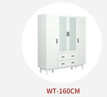 Photo 1 of Partial Set, Box 2 of 3 - Side and Back Panels -4 Door Armoire Wardrobe Closet Cabinet with Drawers and LED Lights, Multi-Tier Shelves, Hanging Rod & 4 Louver Doors, Large Capacity Storage Wardrobe Armoire for Bedroom(4 Doors White) | 4 Door, Armoire, wit