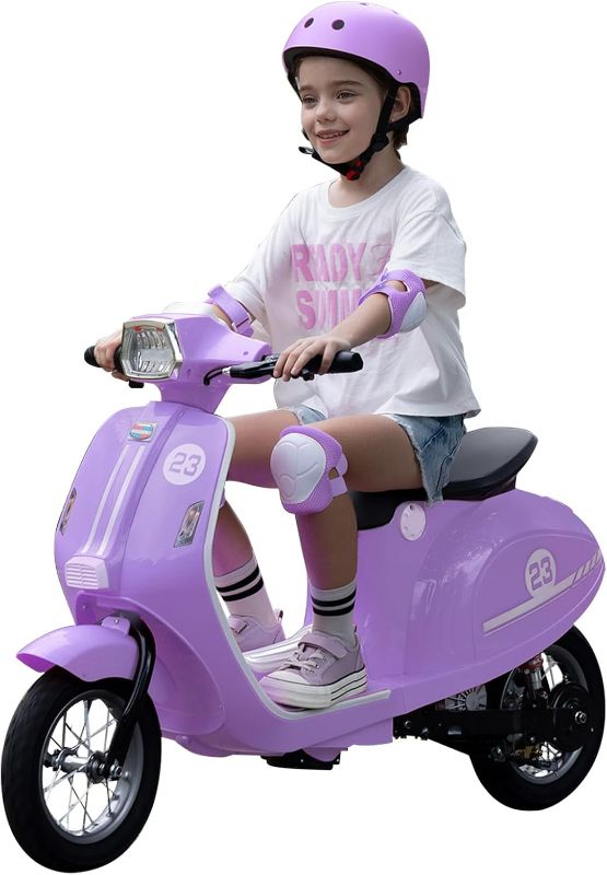 Photo 1 of Kids Motorcycle, 2 Wheel Electric Motorcycle for Girls Ages 8-12, 24V Ride on Toys with Music, Story, Headlight, 3 Speed Options, Up to 60min Ride Time, for Riders up to 143 lbs, Easy Assemble, Purple
