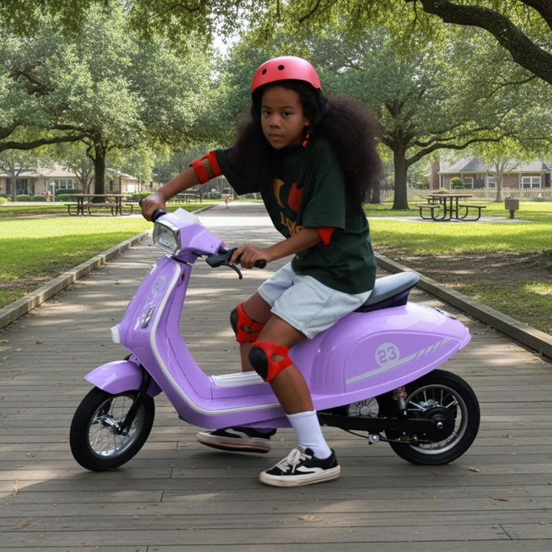 Photo 1 of Kids Motorcycle, 2 Wheel Electric Motorcycle for Girls Ages 8-12, 24V Ride on Toys with Music, Story, Headlight, 3 Speed Options, Up to 60min Ride Time, for Riders up to 143 lbs, Easy Assemble, Purple
