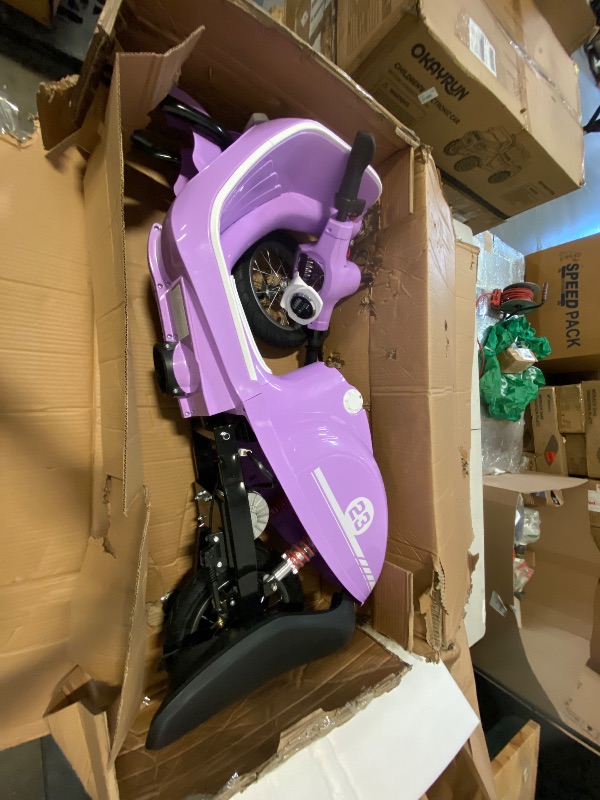 Photo 1 of Kids Motorcycle, 2 Wheel Electric Motorcycle for Girls Ages 8-12, 24V Ride on Toys with Music, Story, Headlight, 3 Speed Options, Up to 60min Ride Time, for Riders up to 143 lbs, Easy Assemble, Purple
