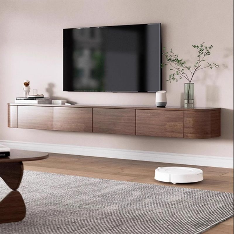 Photo 1 of Floating TV Stand Large Floating TV Shelves Wall Mounted Multi Storage Compartment TV Media Console Floating TV Cabinet Bench Under TV Large Storage (Brown with LED, 78.7 * 7.9 * 11.8IN)