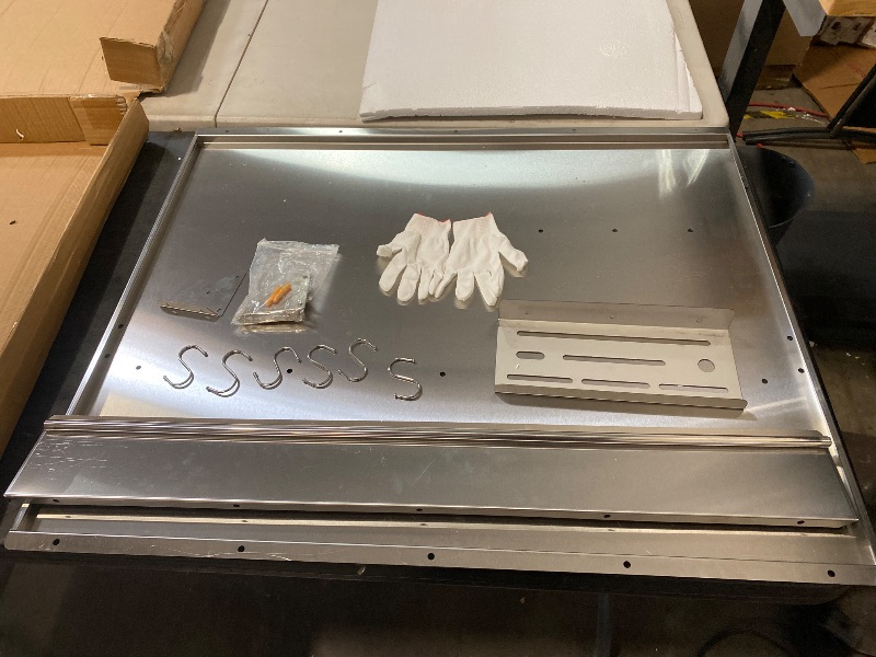 Photo 1 of 36"x28" Stove Backsplash, Stainless Steel Range Backsplash with Storage Shelf & Hooks - Easy Install Kitchen Splash Guard Wall Panel