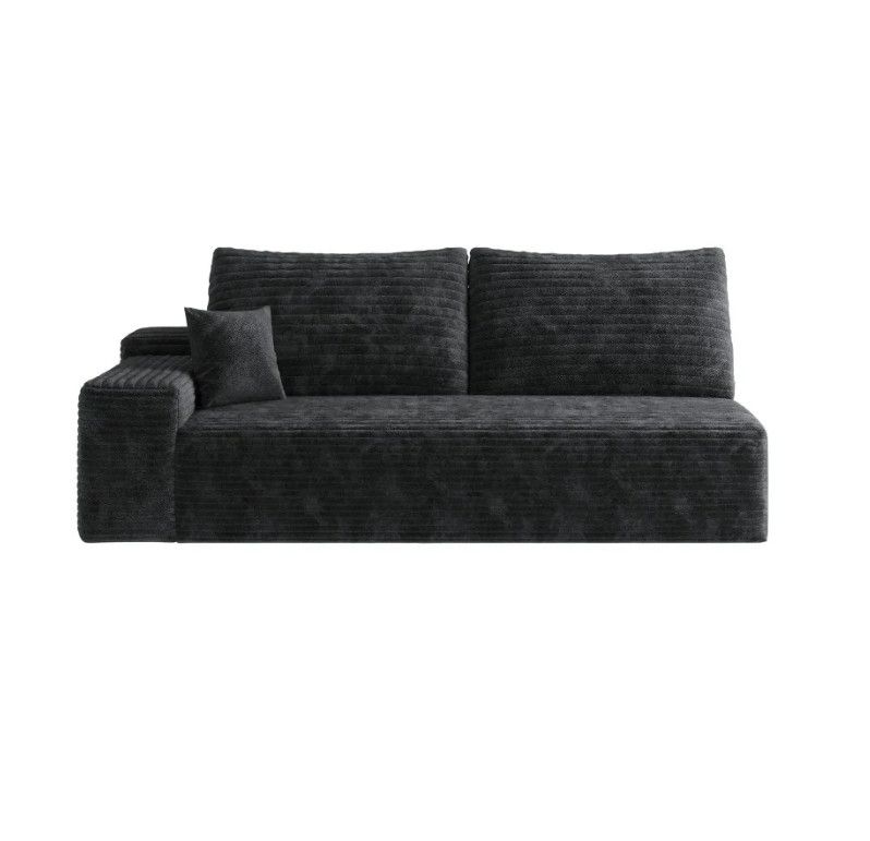Photo 1 of Y119-3Seat-Right-Black Sleek Modular Sectional Sofa In Plush Corduroy For Ultimate Comfort & Style
