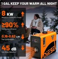 Photo 1 of Silvel Diesel Air Heater All in One Portable 4L Tank Orange 12V24V LCD Remote Control Suitable for Vehicles Outdoors