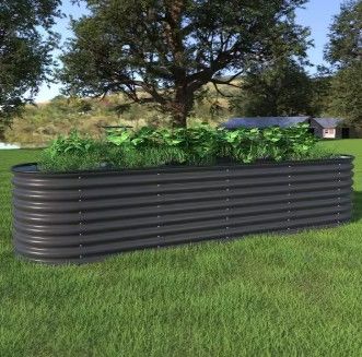 Photo 1 of 8 ft. x 2 ft. x 2 ft. Galvanized Steel Raised Garden Bed Planter Box Outdoor, Gray