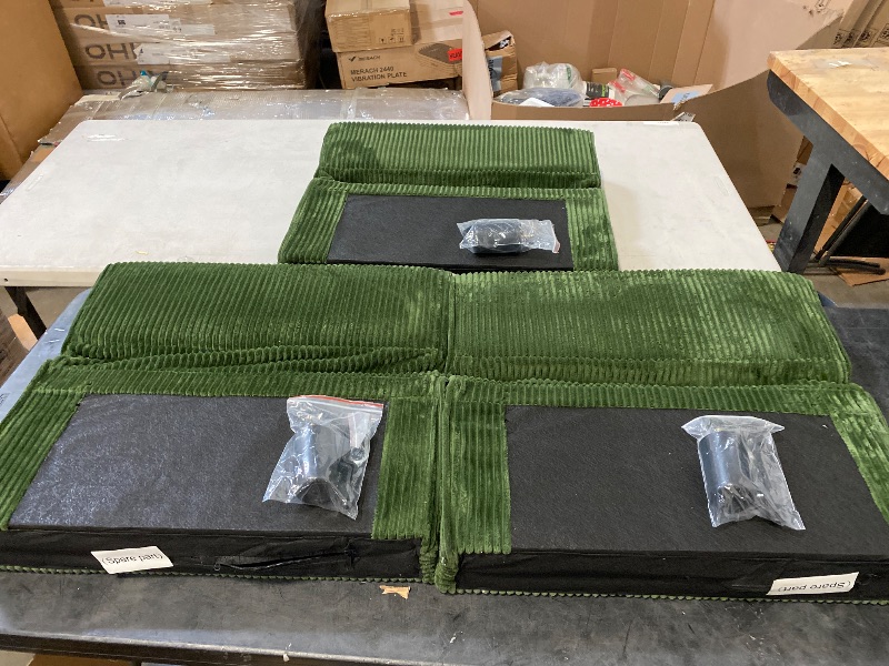 Photo 1 of (Parts Only) Green Corduroy Adjustable Sofa Back Piece Quantity of 3