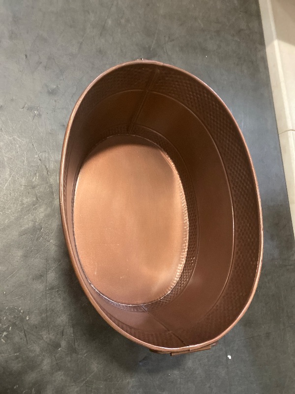 Photo 1 of BREKX Aspen Galvanized Tub, Copper Finish Metal Ice and Drink Cooler for Parties, Sealed Leak Resistant Party Cooler, Easy to Clean, Handcrafted, Large Oval 25-Quart (6 Gallon), 30 Bottle Bucket