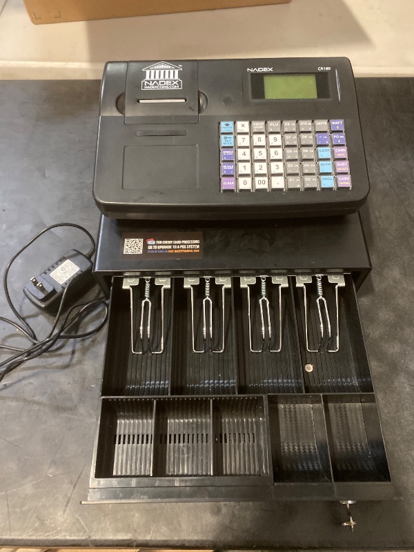 Photo 1 of Nadex CR180 Electronic Cash Register, Steel Cash Drawer, Compact Design, Black
