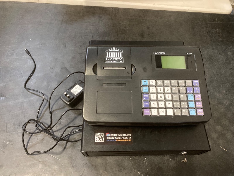 Photo 1 of Nadex CR180 Electronic Cash Register, Steel Cash Drawer, Compact Design, Black
