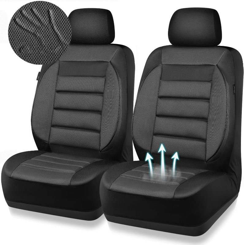 Photo 1 of CAR PASS 3D Foam Leather Car Seat Covers Two Front Seats only, Air Mesh Thick Seat Covers, All Weather Car Seat Cover Comfort & Protection for Truck,SUV,Sedan,Van, Airbag Compatible (Charcoal Gray)