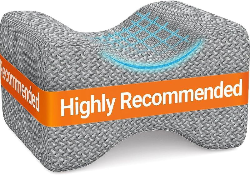 Photo 1 of BlissTrends Memory Foam Knee Pillow, Knee Pillow for Side Sleepers, Leg Pillows for Sleeping Blood Circulation, Elevation Pillow for Spine Aligning, Sciatica, Back, Hip, Knee, Ankle Pain, Grey
