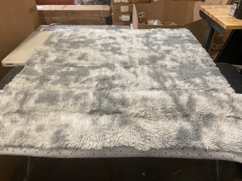 Photo 1 of 5x8 Tie-Dyed Grey Rugs for Living Room Bedroom, Fluffy Large Area Rug Soft Shag Non-Slip Carpet for Kids Boys and Girls Room Dorm Home Decor (5ft x 8ft)
