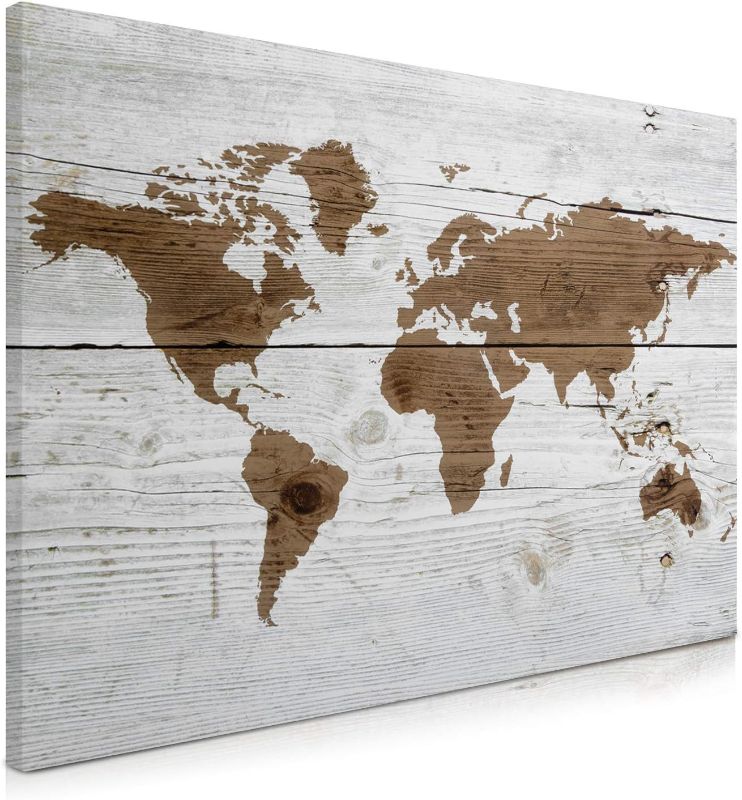 Photo 1 of Navaris Magnetic Dry Erase Board - 24 x 36 inches Decorative White Board for Wall with Printed Design, Includes 5 Magnets and Marker - World Map
