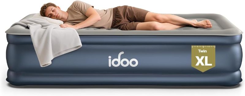 Photo 1 of iDOO Twin XL Air Mattress with Built in Pump, 18 Inch Tall Blow up Mattress, 80'' Extra Long Air Bed for Tall Adult, 2-Min Portable Inflatable Mattress Twin Home Camping Guest Bed, Colchon Inflable
