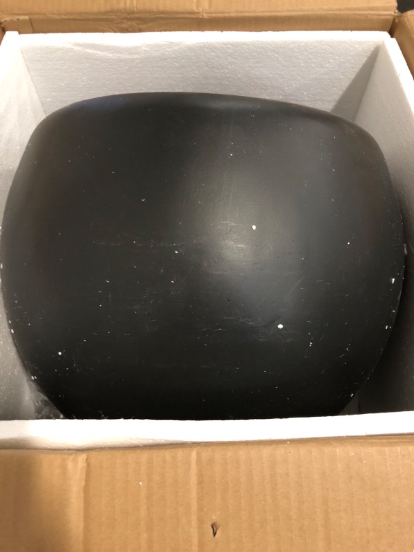 Photo 1 of 13.5 H x 17" Dia (12" Pot Opening) Black Round Fiberstone Planter with Drainage Hole, Indoor/Outdoor Large Plant Pot for Home Patio Garden, Ideal for Large Plants
