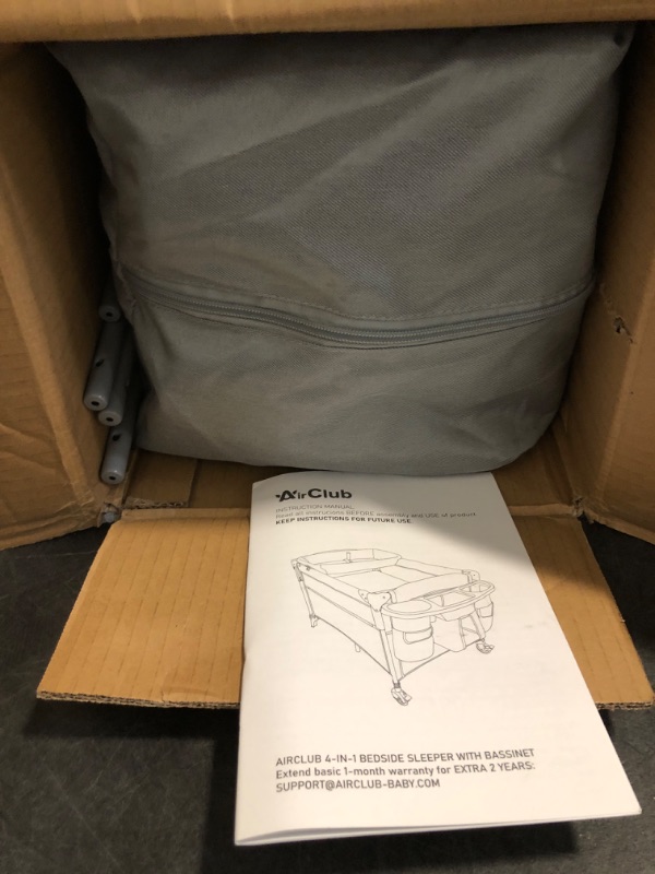 Photo 1 of AirClub 4 in 1 Baby Bassinet Bedside Sleeper, 4 Functions Crib, Playard, Portable Changing Table, Bassinet for Newborn Baby, Bedsaide Bed w/Wheels&Brakes
