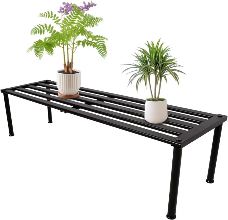 Photo 1 of Metal Plant Stand, Rust-proof Aluminum Display Rack, Plants Display Stands Decoration Racks for Living Room Garden Balcony Patio (Ebony, 41.3Inch Tall Leg)
