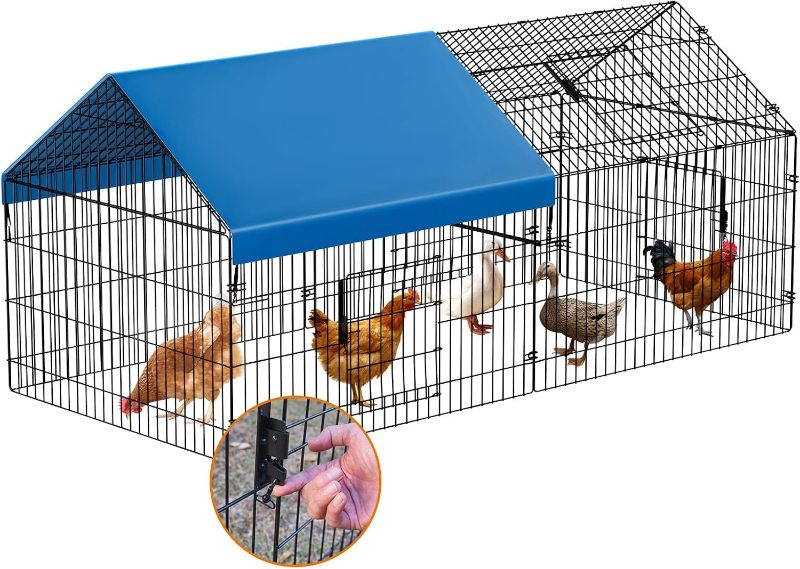 Photo 1 of INJOPEXI Metal Chicken Coop 86"×40"×39" Chicken Runs for Yard with Cover Chicken Playpen Enclosure Chicken Pen Kennel Duck CoopCage for Outdoor Backyard Farm Rabbit Small Animal Dog Poultry Cat Hutch
