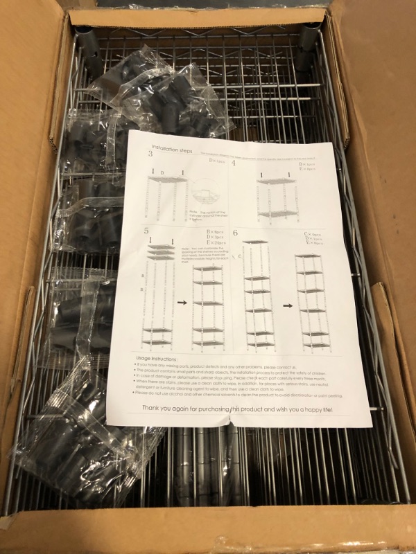 Photo 1 of REGILLER 6 Steel Wire Shelving Storage Rack, Silver, 11.7" D x 16.8" W x 63" H

