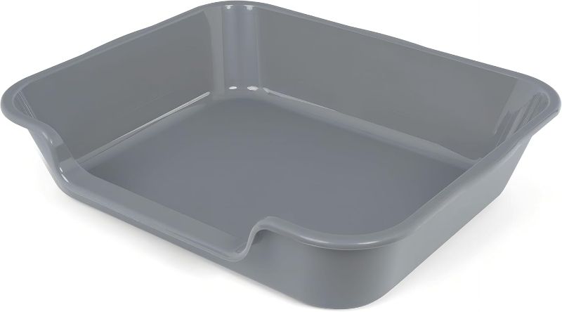 Photo 1 of 1 Pack of Extra Large Cat Litter Box (ABS Material), Low Entry Senior Litter Pen for Geriatric Kitty Big Cats, Jumbo Pet Safe Litter Boxes Tray for Indoor Pets Potty (Gray, 24" L x 20" W)
