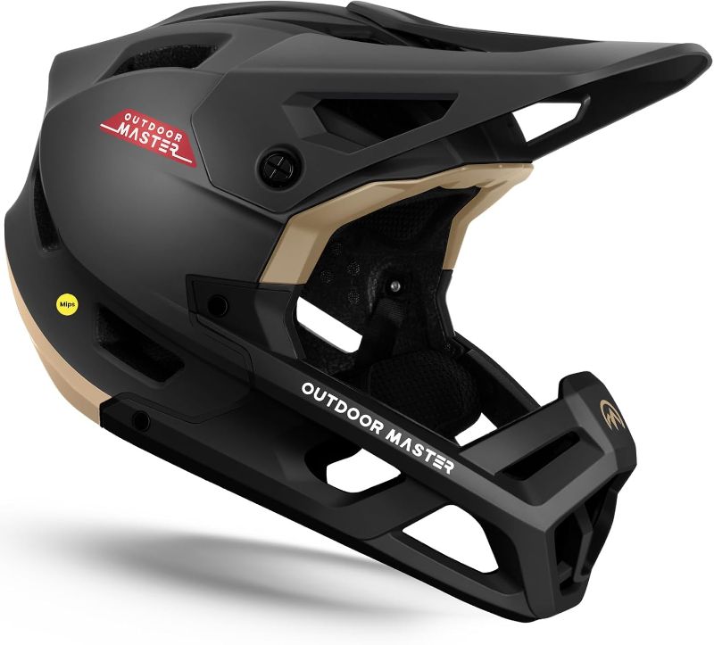Photo 1 of (S) OutdoorMaster MIPS Full Face Mountain Bike Helmet for Men & Women - Two Removable Chin Pad, Ventilation Lightweight - Racing Downhill DH BMX MTB Helmet
