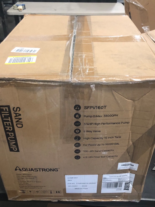 Photo 1 of AQUASTRONG 16in Sand Filter Pump for Above Ground Pool with Timer, 3/4 HP Pool Pumps Above Ground 3800 GPH for Pools up to 16000 GAL, Pool Filter with 6-Way Valve, Improved Circulation and Filtration
