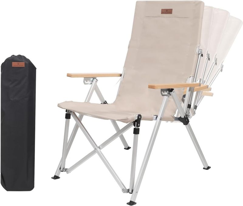 Photo 1 of Folding Camping Chair Portable Chairs for Adults Adjustable High Back Outdoor Comfortable Chair with Storage Bag