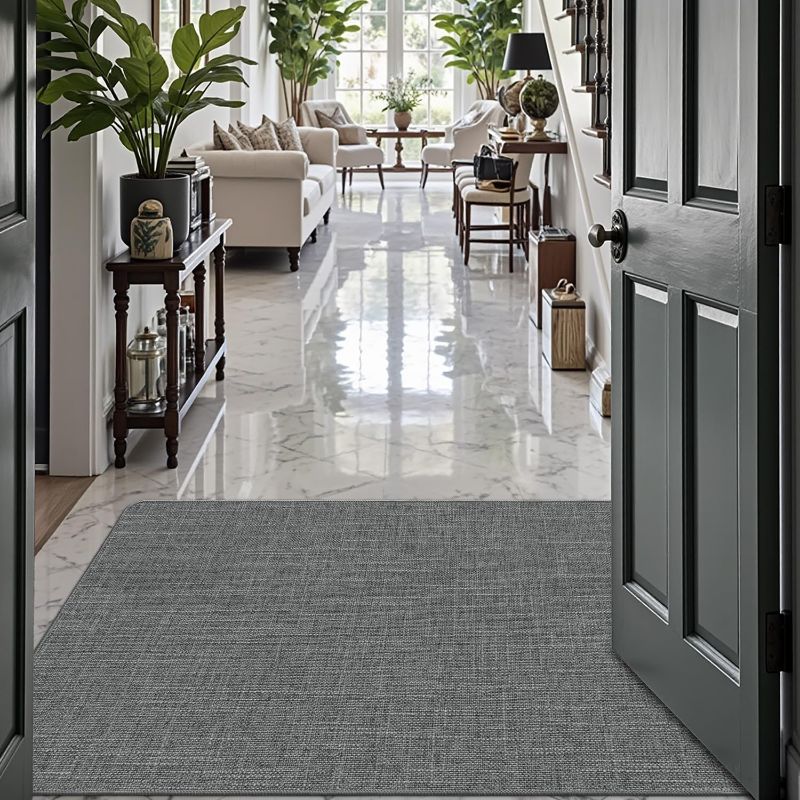 Photo 1 of LUMI Indoor Door Mat Rubber Backing Entrance Mat Entryway Mats Inside House Patio Greenish Grey 32"x47"