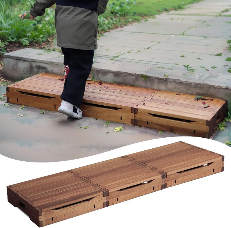 Photo 1 of Wooden Platform Step Stool-Wooden Platform 3.75" Height.One Step Stool Larger 47.5" Carbonization Porch Step,Stair Assist Indoor&Outdoor,Bedside Foot Stepper,Mobility Stepping.for Handicap
