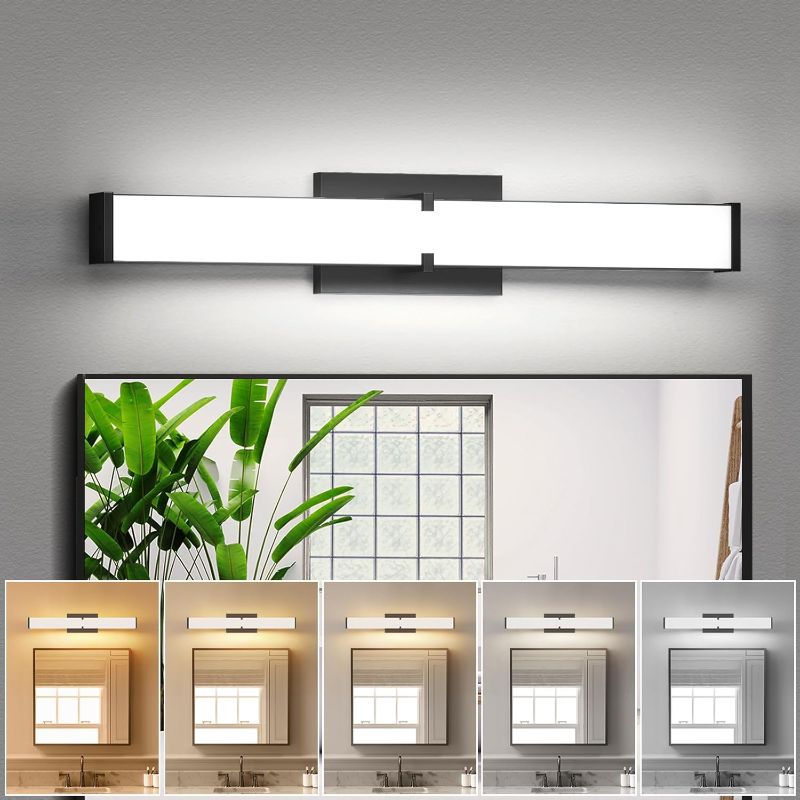 Photo 1 of Modern Bathroom Light Fixtures 24 Inch Vanity Light Bar 25W 5CCT Black
