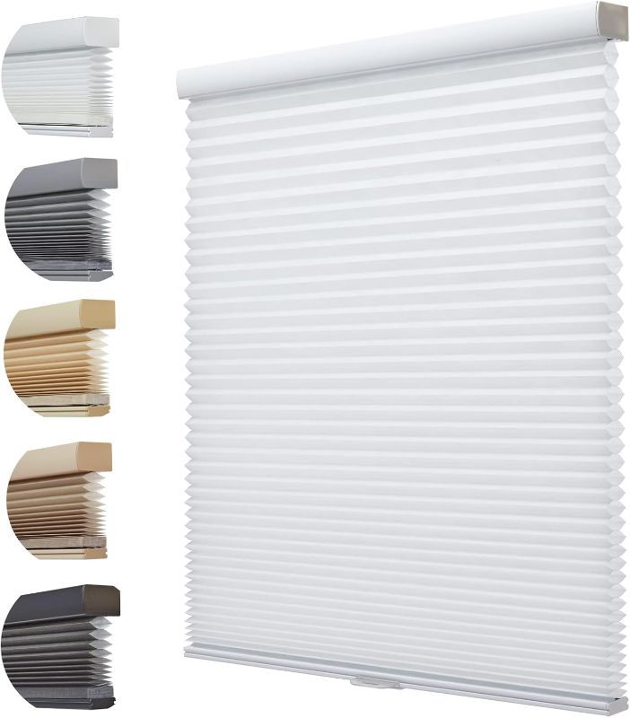 Photo 1 of Persilux Honeycomb Shades for Windows Cordless Cellular Blinds Light Filtering Thermal Insulated Shades for Home, Sun White, 39" W x 60" H
