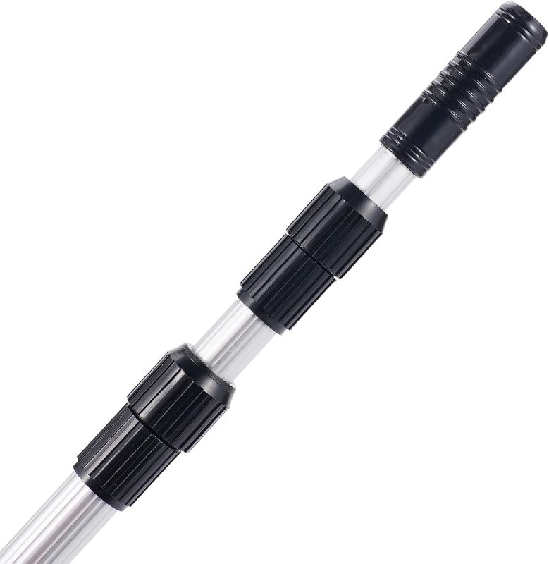 Photo 1 of Premium Upgraded 16 FT Aluminum Telescopic Swimming Pool Pole - Adjustable 3 Piece Expandable Step - Up,Professional Black Aluminum Pool Pole,for Skimmer Net,Brush,Vacuum Head - Strong Grip & Lock
