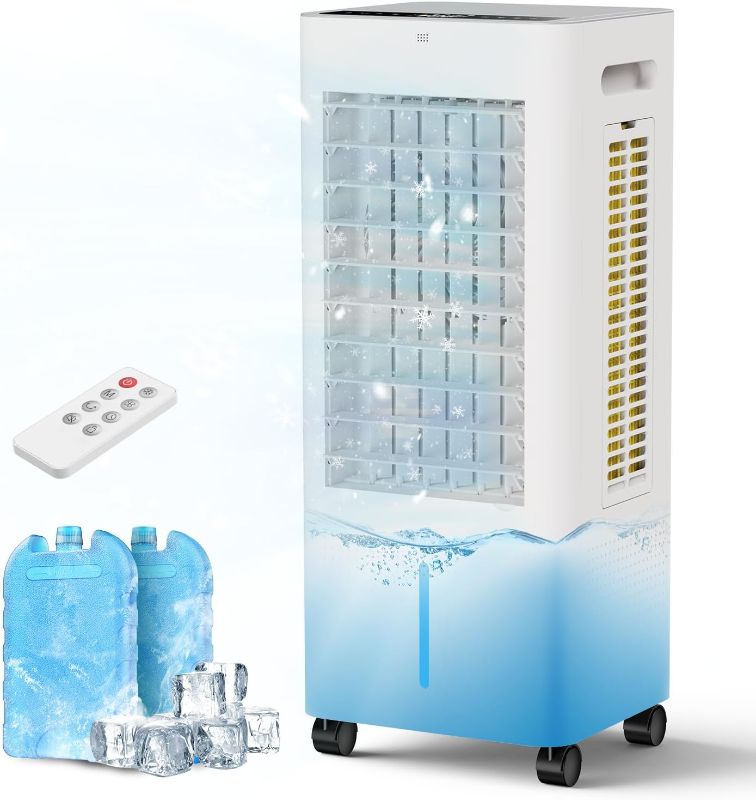 Photo 1 of Evaporative Air Cooler Portable: Fans That Blow Cold Air for Room, Bedroom, Indoor, Office - Swamp Cooling Fan with 19ft Remote, 12H Timer, 30dB Quiet, 3 Speeds, 2.1Gal Water Tank, Ice Pack
