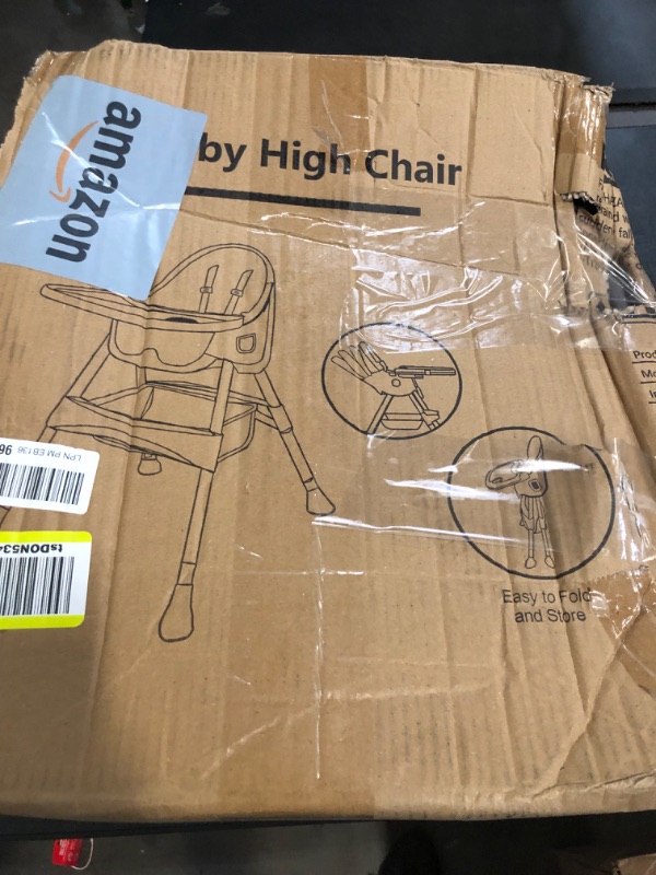 Photo 1 of Foldable High Chair for Baby and Toddler, Convertible High Chair with 5 Point Harness, Tray, Foot Rest and Wheels
