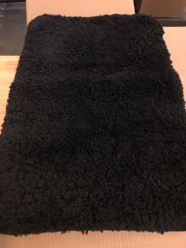 Photo 1 of MIULEE Black Small Bathroom Rug Shaggy Soft Bath Rug Mats for Bathroom Non Slip Thick Absorbent Plush Washable Mat Carpet Living Room Bedroom Floor, 16x24 inches
