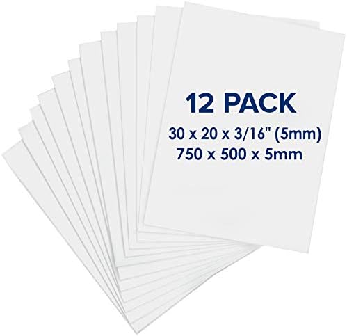 Photo 1 of Foam Board 20 x 30 x 3/16" (5mm) - 12 Pack - White Poster Board, Acid Free, Double Sided, Rigid, Sign Board Foamboard for Mounting, Crafts, Paintings Prints, Art, Display, Presentation and Projects
