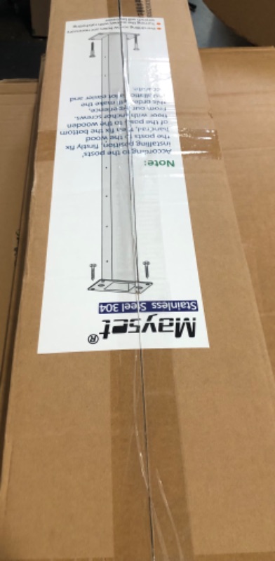 Photo 1 of 2 Pack Stainless Steel Cable Railing Level Line Intermediate Post 42"(Actually Post 40.5"x2"×2"), Level Drilled for 1/8" Cable
