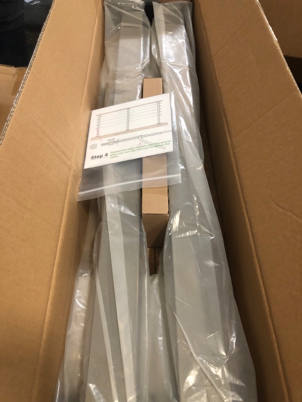 Photo 1 of 2 Pack Stainless Steel Cable Railing Level Line Intermediate Post 42"(Actually Post 40.5"x2"×2"), Level Drilled for 1/8" Cable
