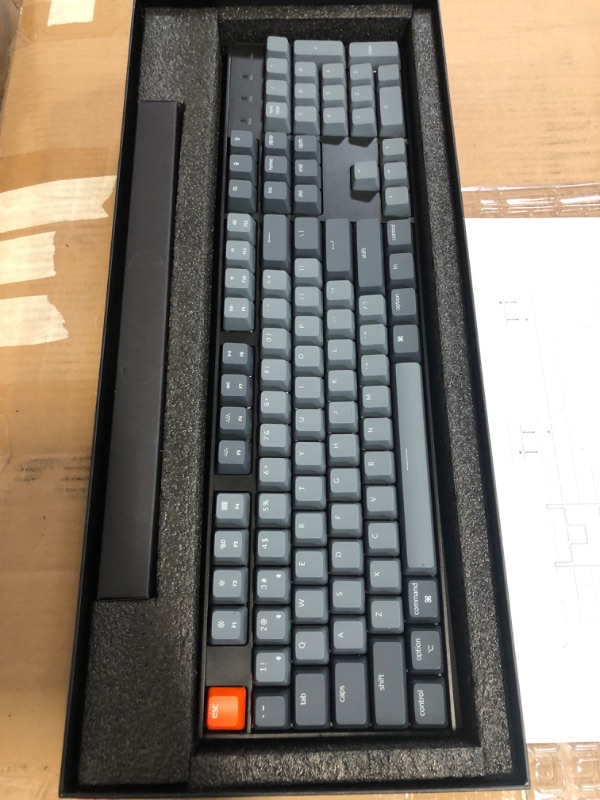 Photo 1 of Keychron K10 Full Size 104 Keys Bluetooth Wireless/USB Wired Mechanical Gaming Keyboard for Mac with K Pro Brown Switch/RGB Backlight/Multitasking Computer Keyboard for Windows, Aluminum Frame
