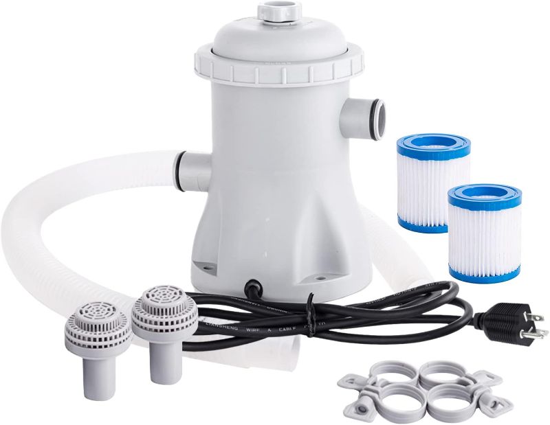 Photo 1 of Matybobe Pool Filter Pump 330 GPH Paddling Pool Electric Water Pump With 2 Pool Filter Cartridge Pool Pumps Above Ground Small Pool Filter Pump
