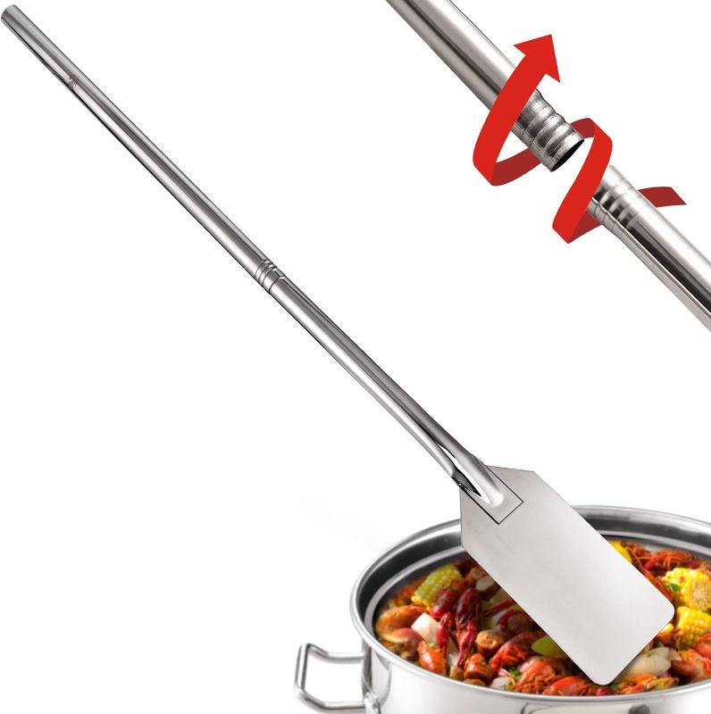 Photo 1 of ARC WS121 48 Inch Stainless Steel Mixing Paddle with Threads Removable Handle Long Stir Paddle for Large Batch Cooking Crawfish Boil and Brewing Beer
