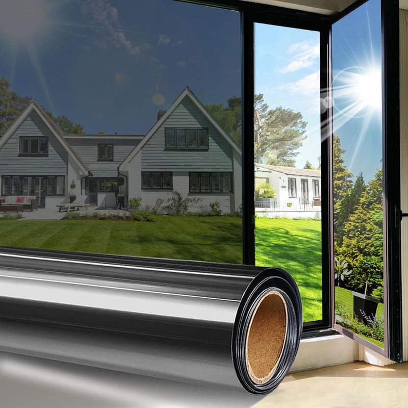 Photo 1 of Window Film Privacy One Way Window Tint for Home Reflective See Out not in Light Heat Blocking for Doors and Windows(Black 35.4X78.7)
