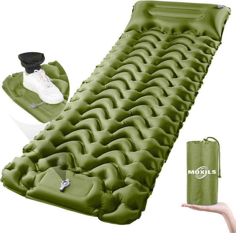 Photo 1 of Sleeping Pad, Ultralight Inflatable Sleeping Pad for Camping, Built-in Pump, Ultimate for Camping, Hiking, Airpad, Carry Bag, Repair Kit, Compact & Lightweight Air Mattress(Green)
