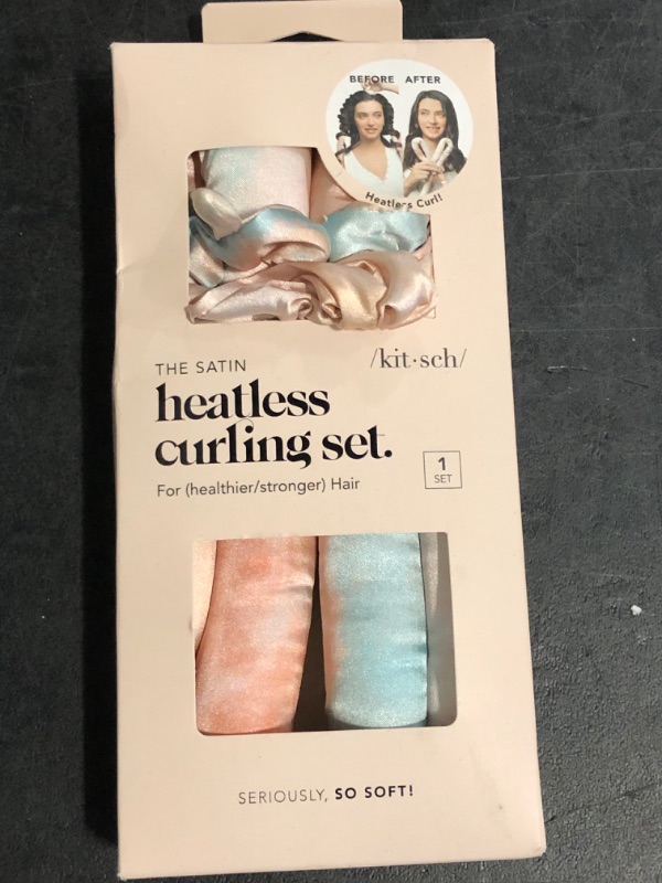 Photo 1 of Kitsch Satin Heatless Curling Set – Heatless Hair Curler for Women, Hair Curler to Sleep In - with 2 Satin Scrunchies for Overnight Curls – No Heat Damage Styling with Heatless Curler - Sunset Tie Dye
