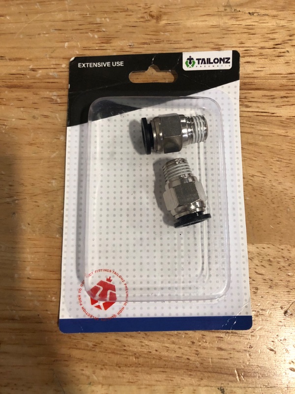 Photo 1 of TAILONZ PNEUMATIC Male Straight 1/4 Inch Tube OD x 1/4 Inch NPT Thread Push to Connect Fitting PC-1/4-N2 (Pack of 10)
