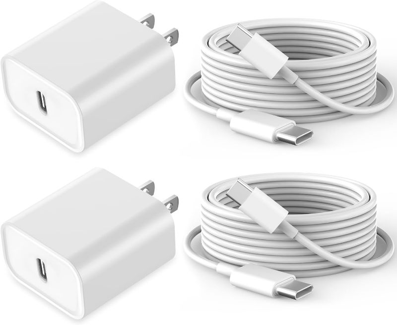 Photo 1 of Fast Charging for iPhone 16 15 Charger,2Pack 20W USB C Wall Charger Travel Plug Block iPhone 15 Charging Cable for iPhone 16/16 Pro/16 Pro Max/16 Plus/15/15 Pro/15Pro Max/iPad Mini6/iPad Air4/iPad Pro
